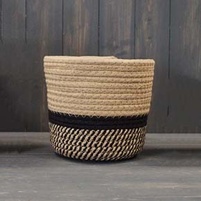 Medium Cotton and Rope Basket with Black Middle (18cm) detail page